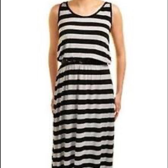 FEVER sz Medium Striped Belted Maxi Dress - Picture 1 of 6